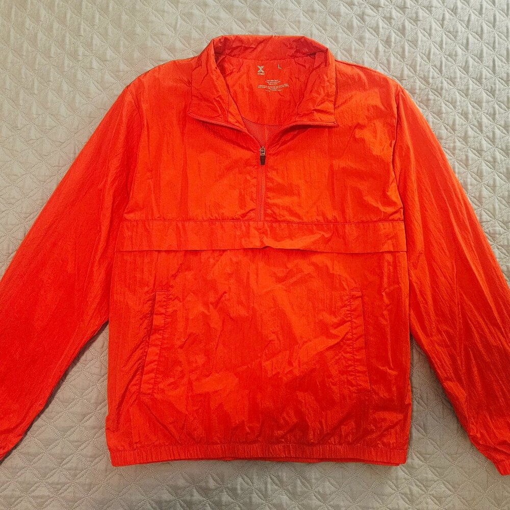 Xersion Mens Jacket Size L  Orange Red  Pullover Half Zip windbreaker, raincoat